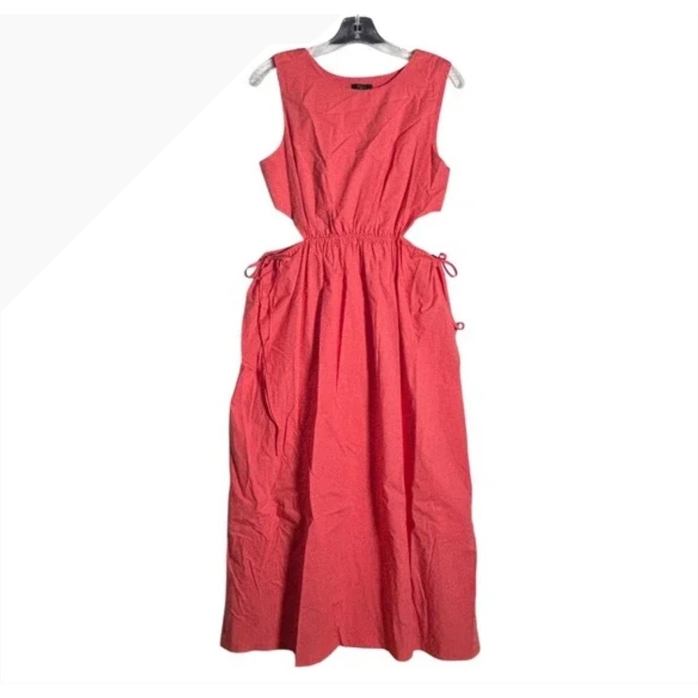 Rails Yvette Spiced Coral Organic Cotton Cutout Midi Dress Large 670-131B-4178